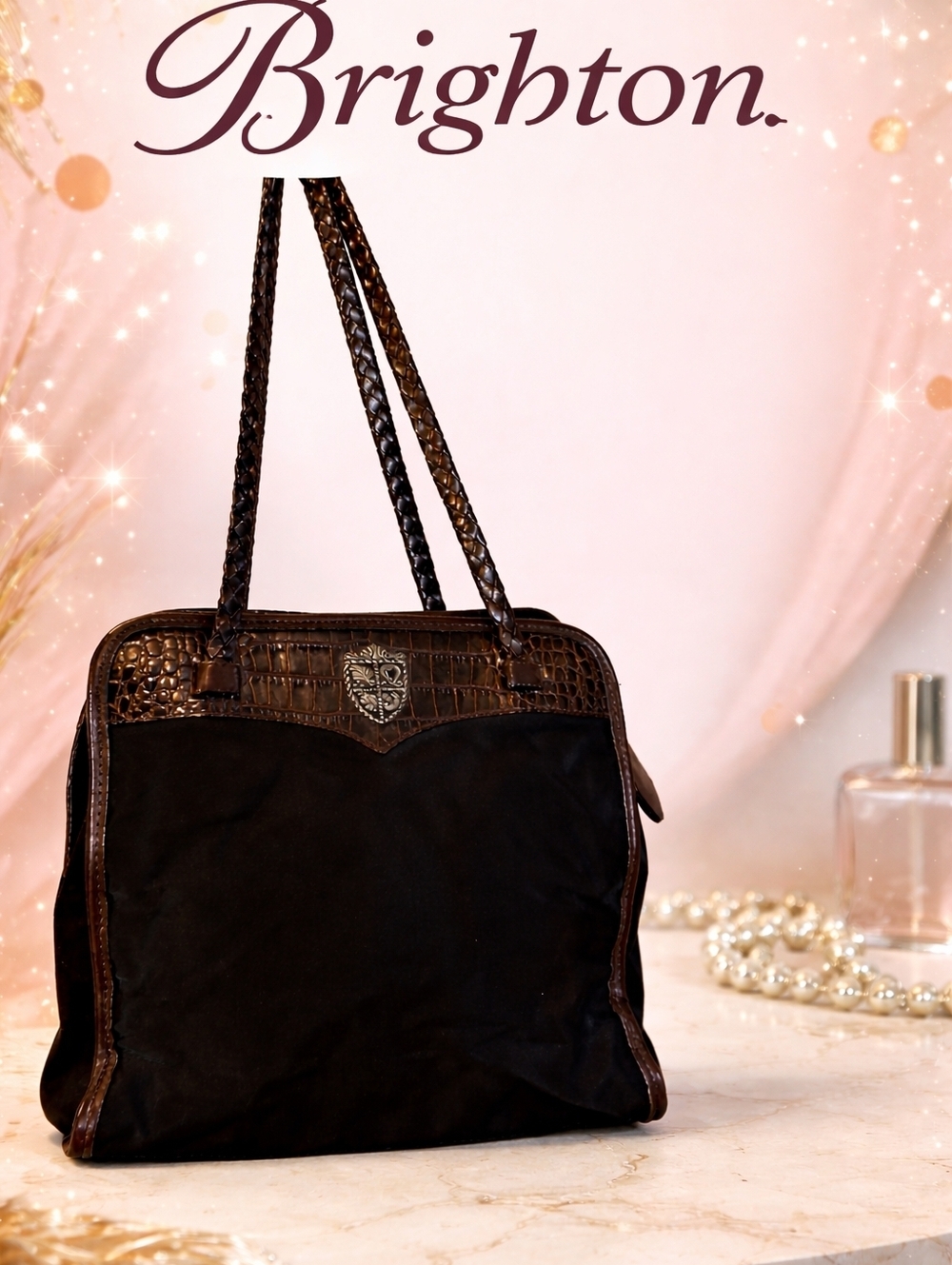 Brighton‎ Vintage Black  / Brown Leather  shoulder bag